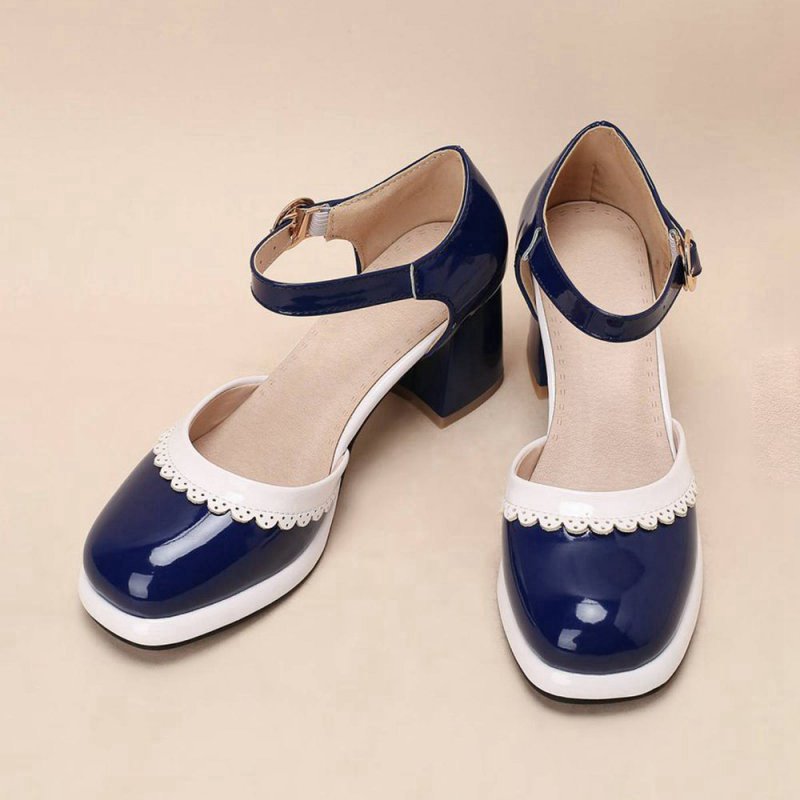 Retro Ankle Strap High Heels Shoes