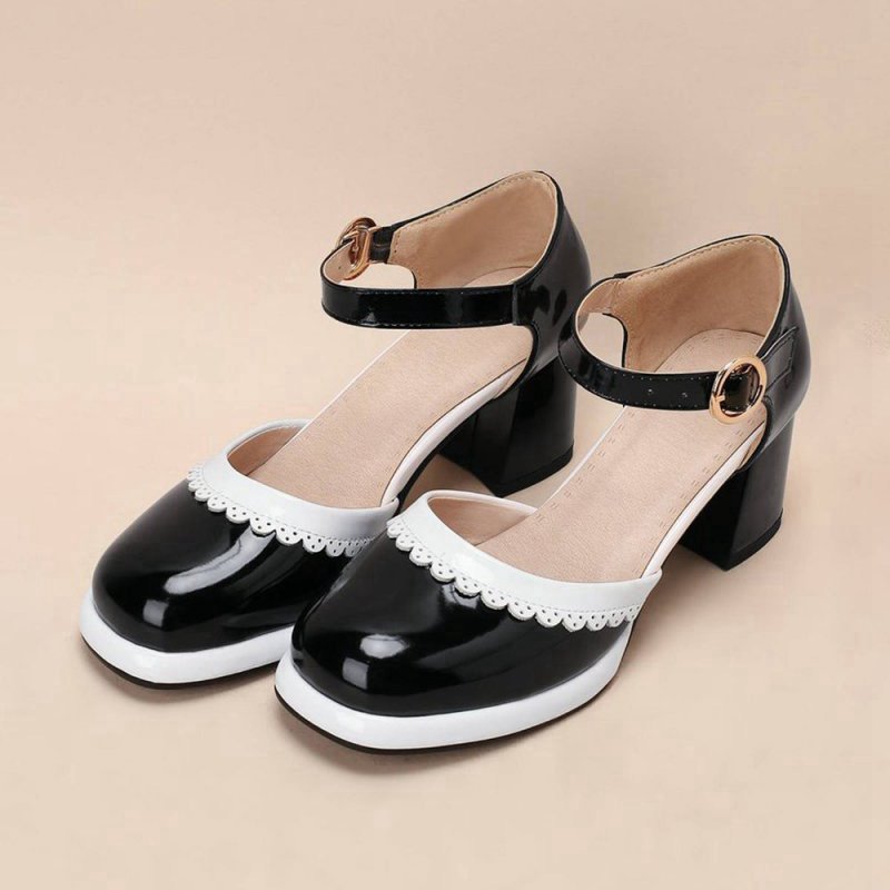 Retro Ankle Strap High Heels Shoes