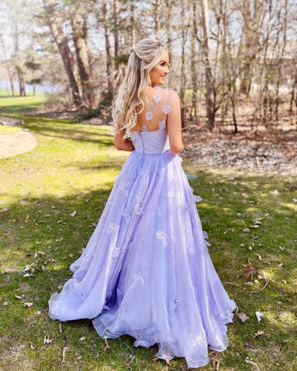 A-line Spaghetti Straps Organza Prom Dresses