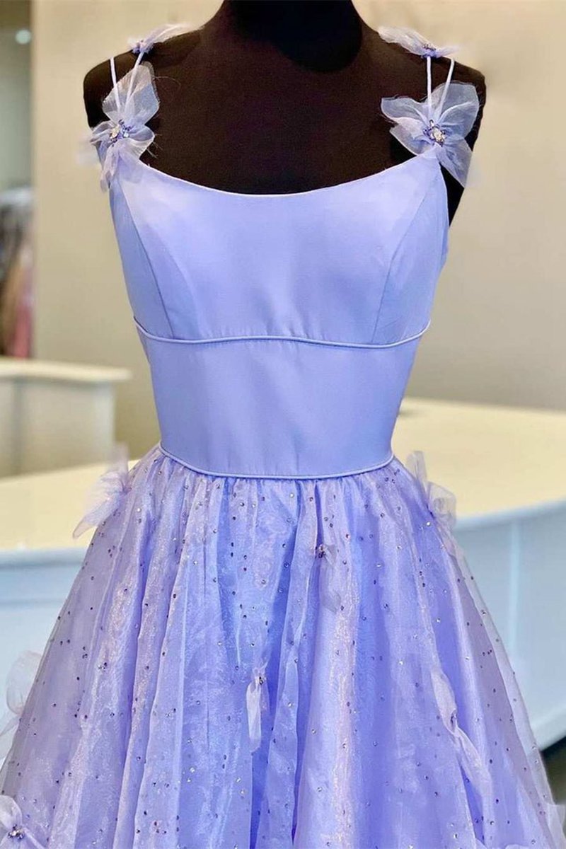 A-line Spaghetti Straps Organza Prom Dresses