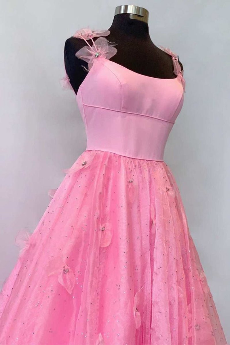 A-line Spaghetti Straps Organza Prom Dresses