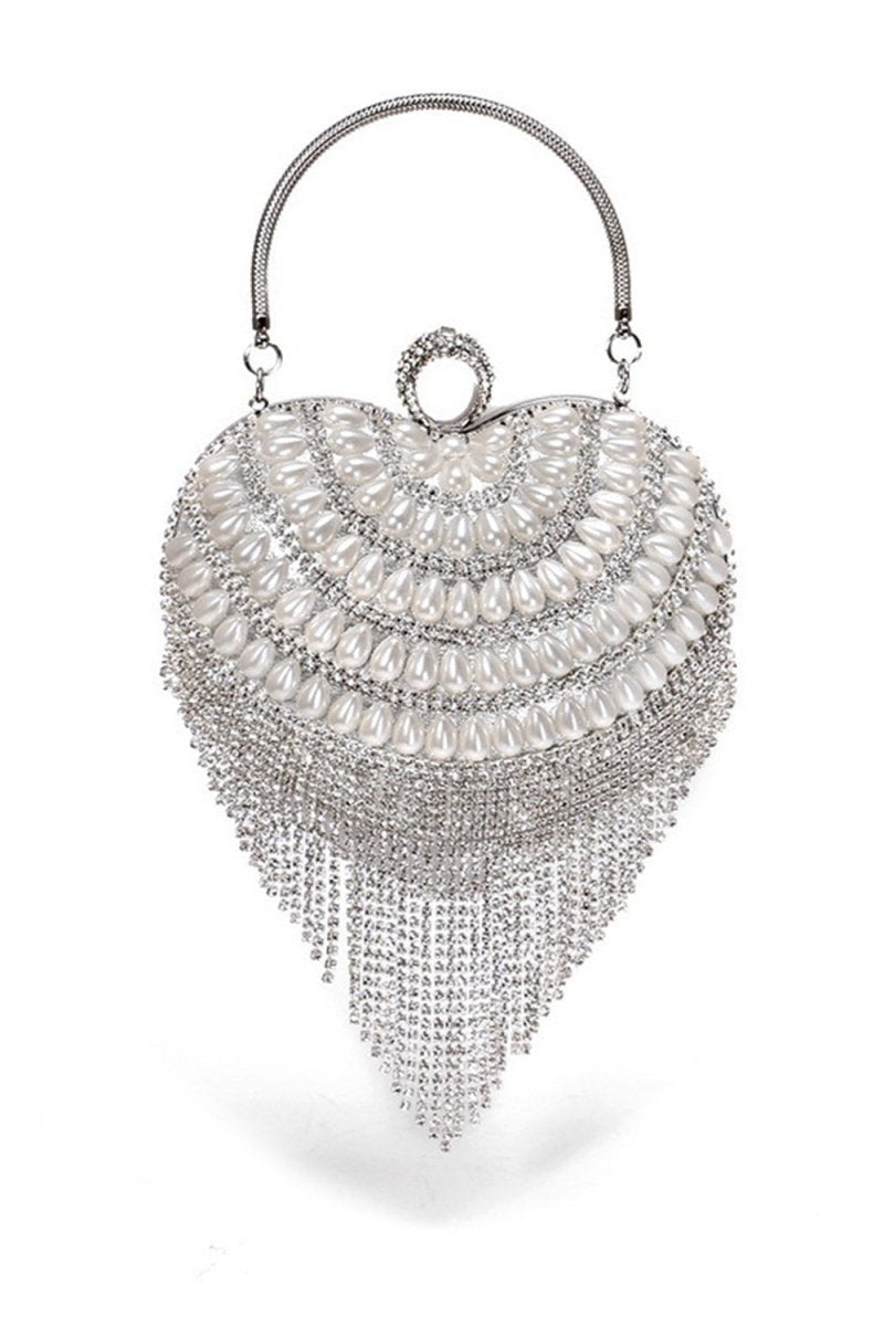 Champagne Beaded Pearls Party Clutch
