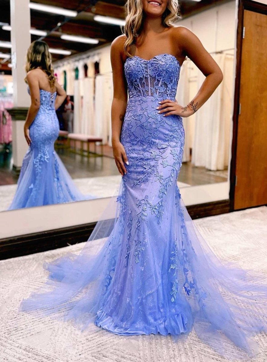 Mermaid Sweetheart Tulle Lace Prom Dresses