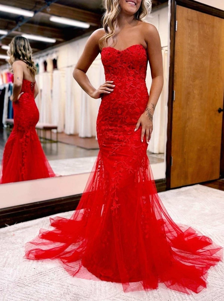 Mermaid Sweetheart Tulle Lace Prom Dresses