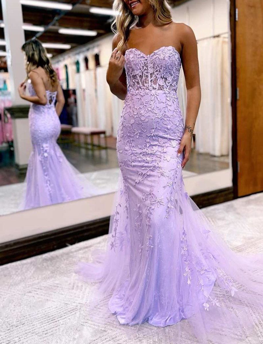 Mermaid Sweetheart Tulle Lace Prom Dresses