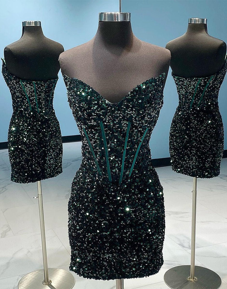 Short Sheath Sequin Homecoming Dresses