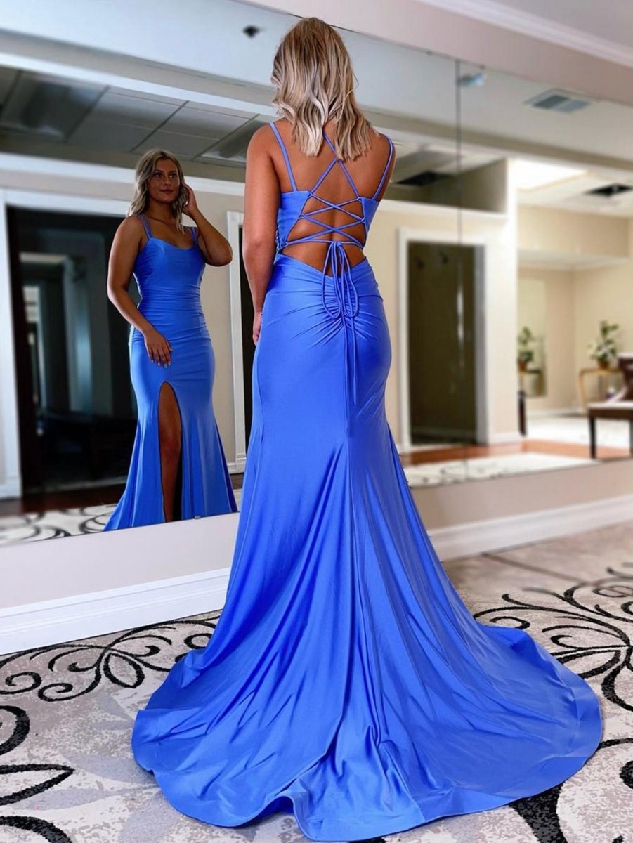 Mermaid Spaghetti Straps Jersey Prom Dresses