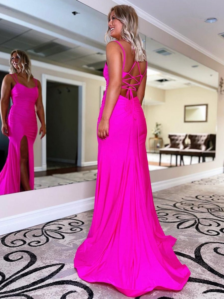 Mermaid Spaghetti Straps Jersey Prom Dresses