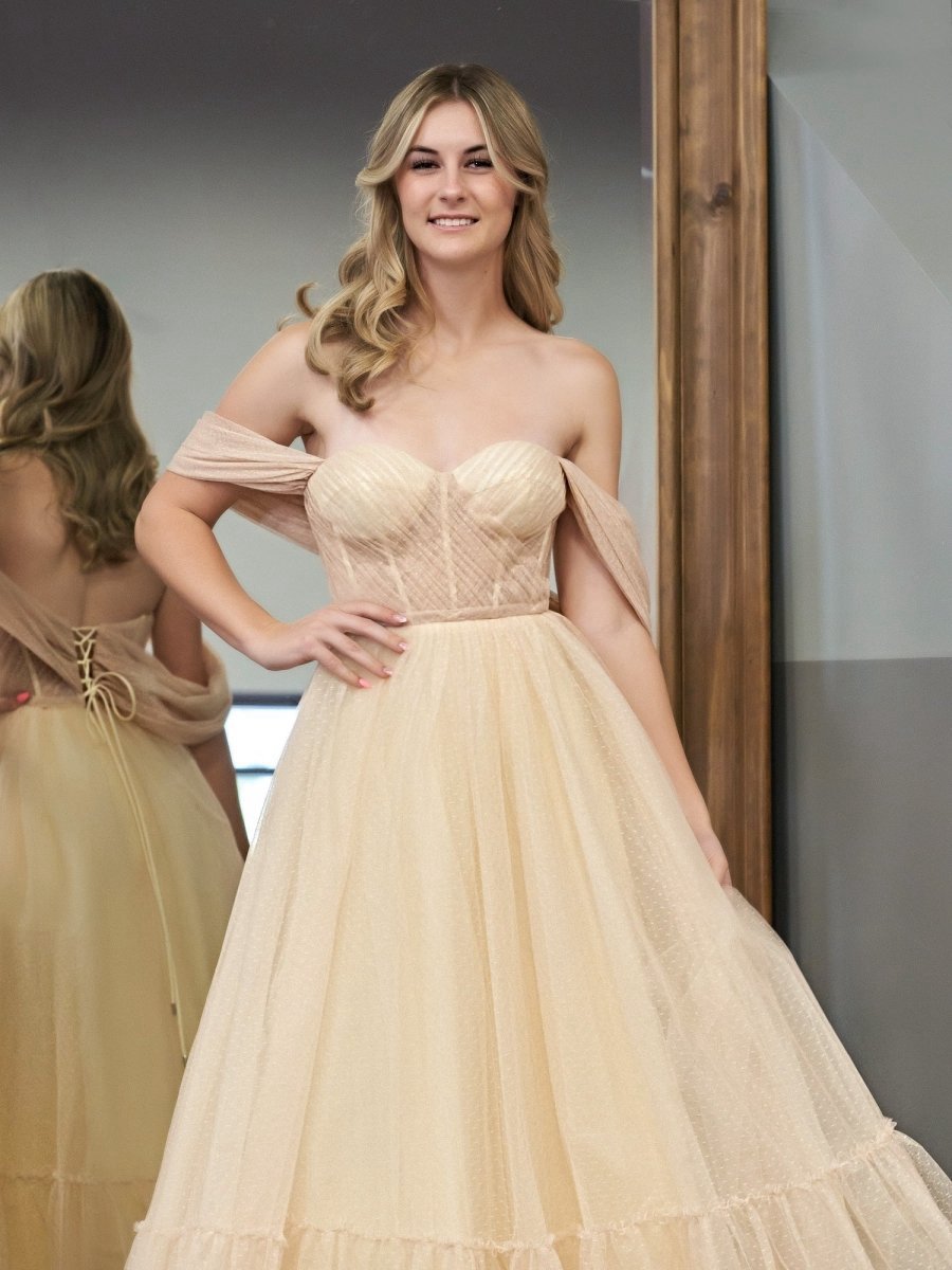 A-line Tulle Sweetheart Tea-Length Homecoming Dresses