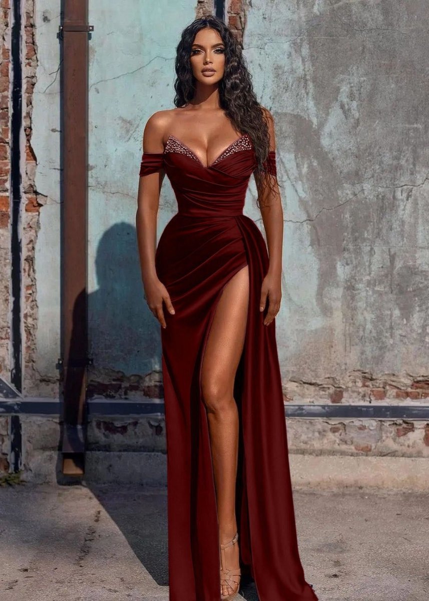 Mermaid Satin Long Prom Dresses with Slit