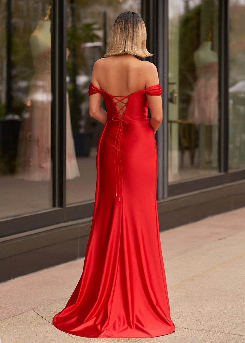 Mermaid Satin Long Prom Dresses with Slit