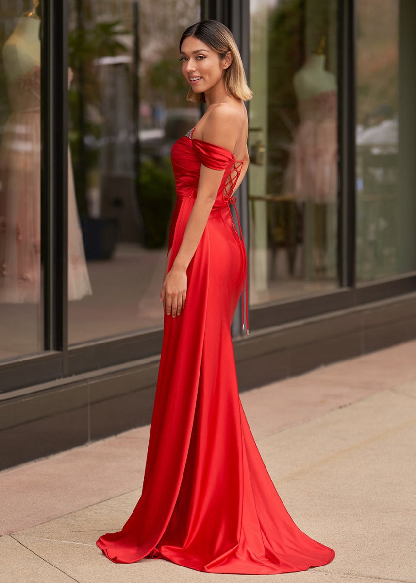 Mermaid Satin Long Prom Dresses with Slit