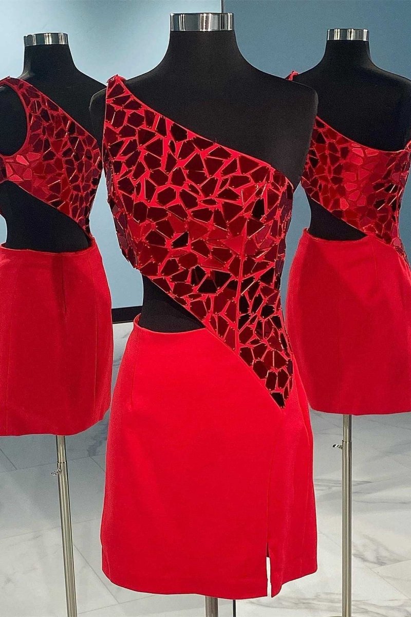 Sheath One Shoulder Homecoming Dresses with Slit