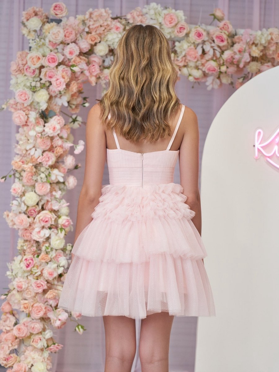 A-line Deep V Neck Tie Short Homecoming Dresses
