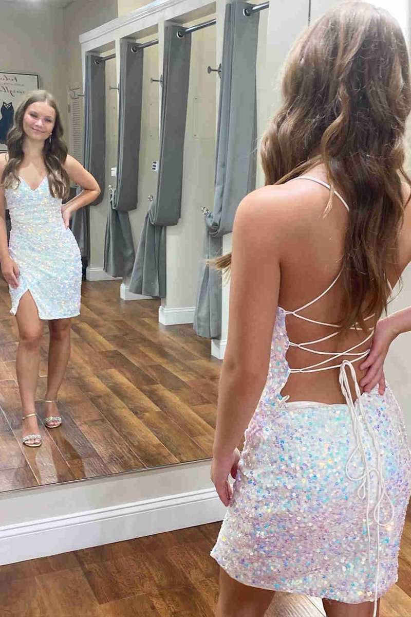 Bodycon V-Neck Sequined Homecoming Dresses