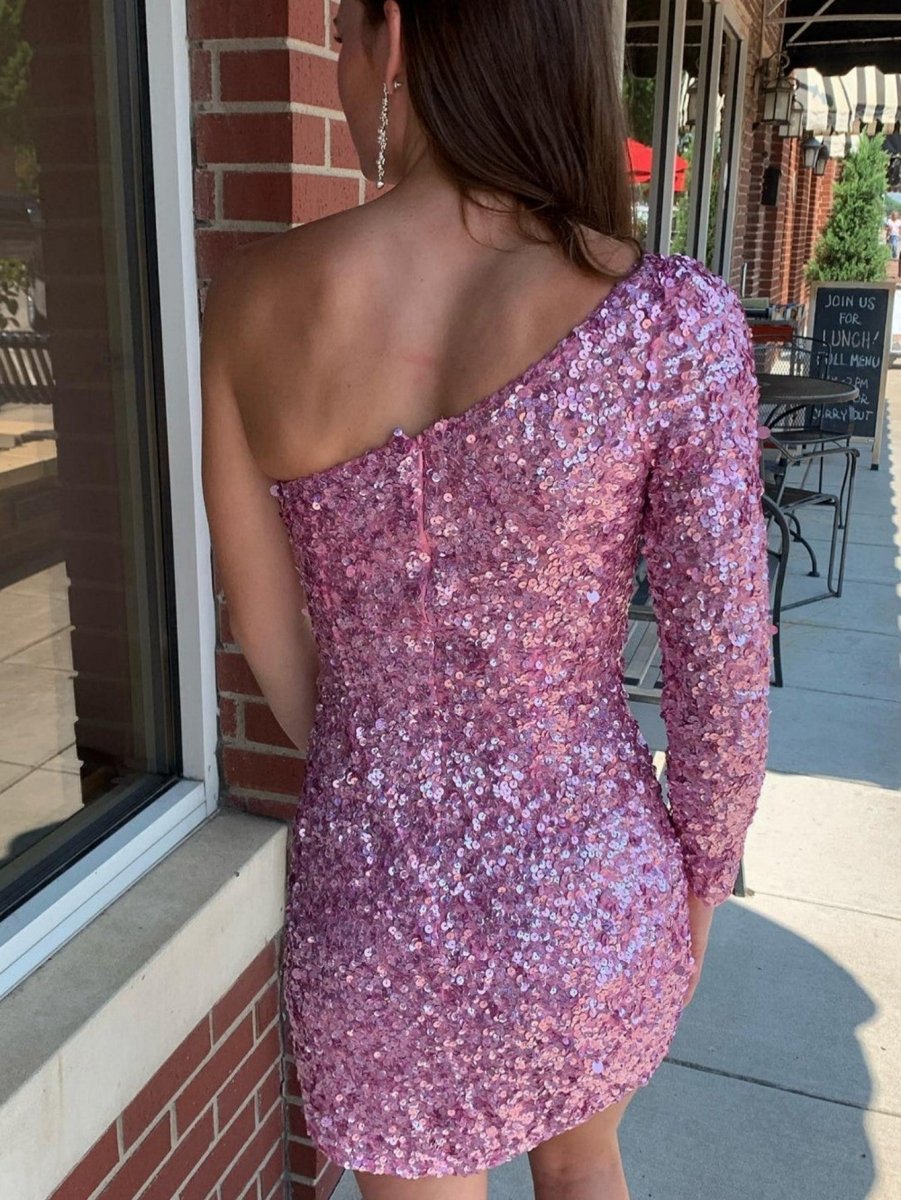 Bodycon One-Shoulder Sequins Homecoming Dresses