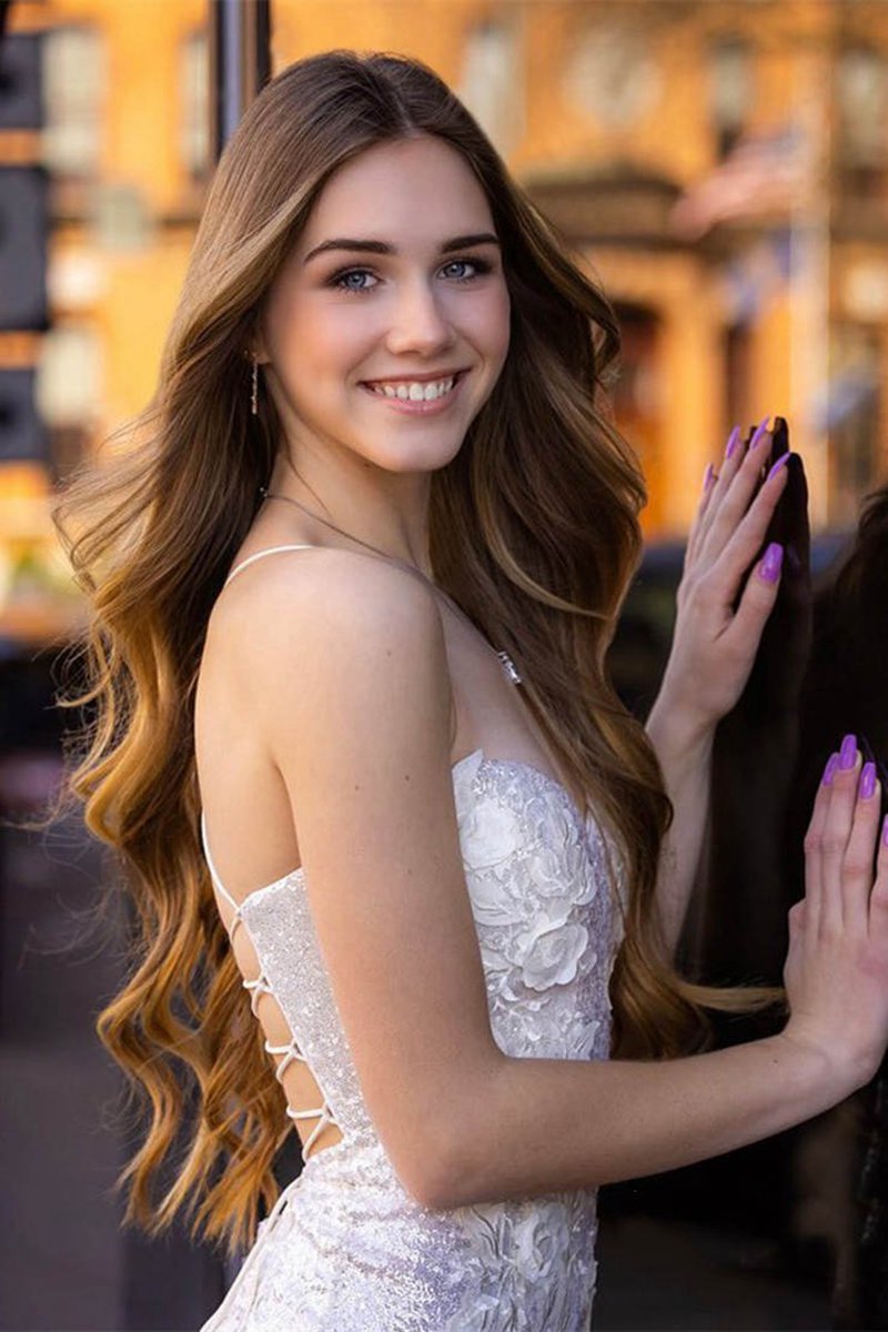Straps Sequined Tight Homecoming Dresses with Flowers