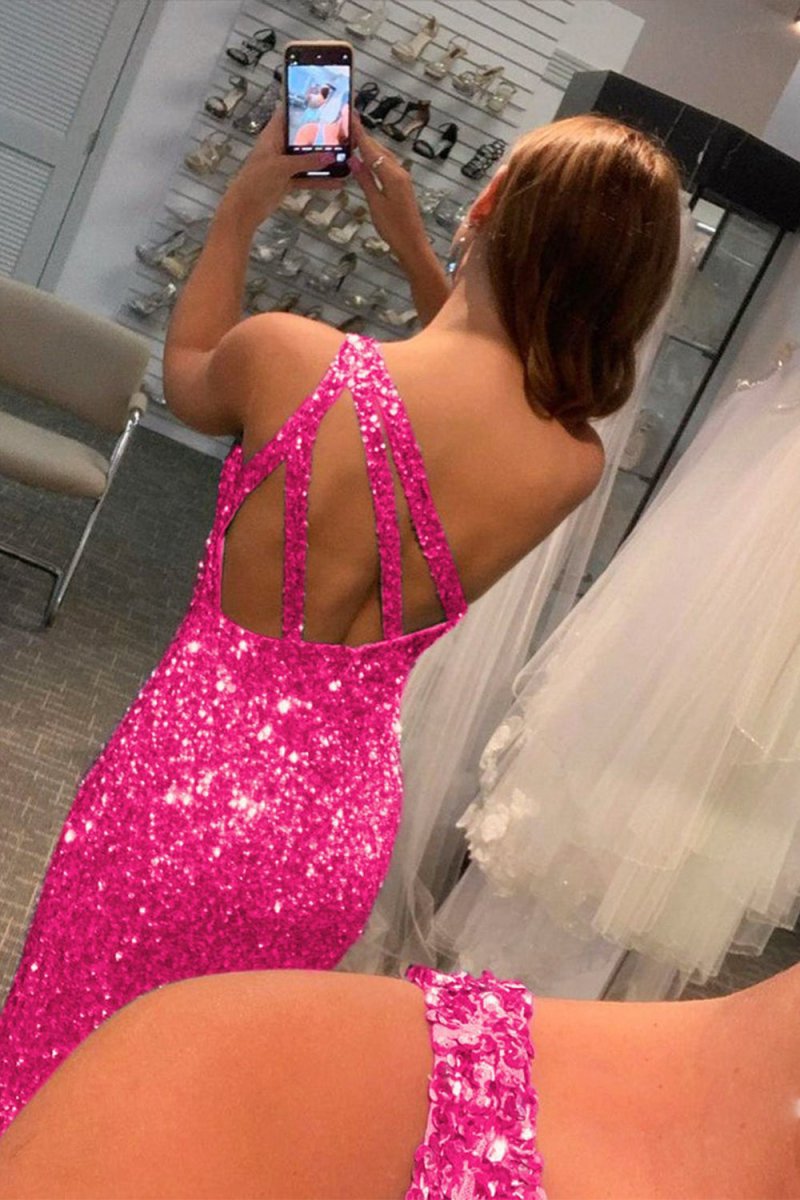 Glitter Sequins Long Prom Dresses with Slit