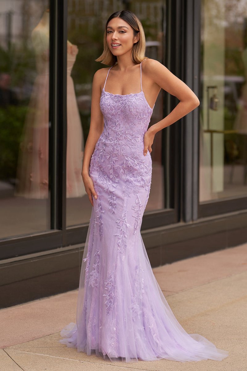 Mermaid Spaghetti Straps Lace Prom Dresses