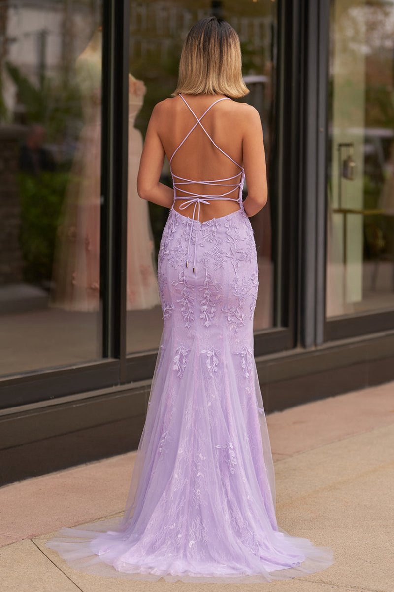 Mermaid Spaghetti Straps Lace Prom Dresses