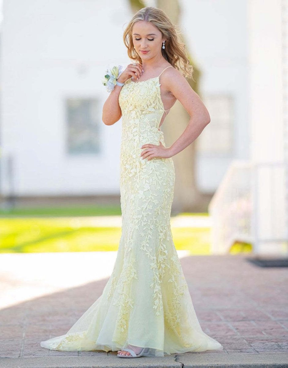 Mermaid Spaghetti Straps Lace Prom Dresses