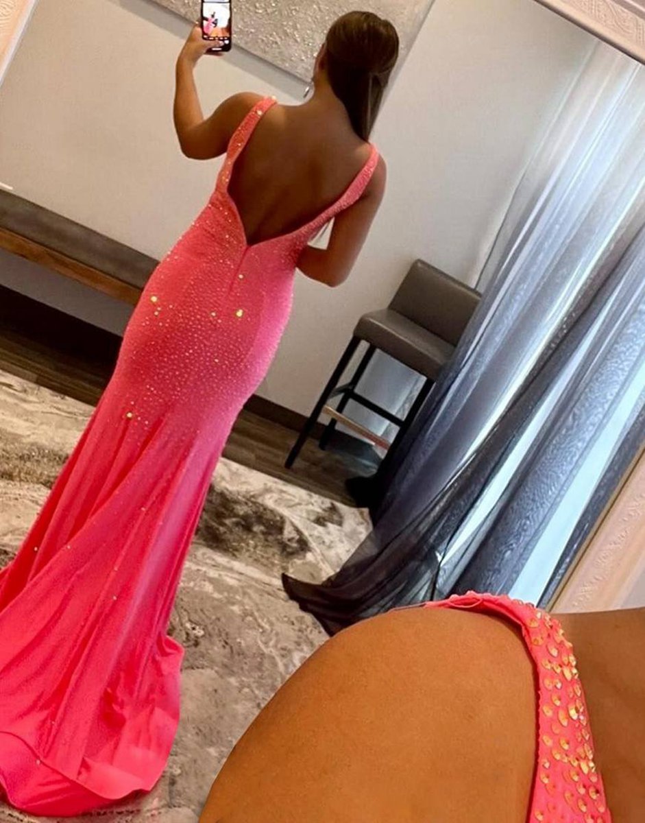 Mermaid V-neck Beaded Mermaid Prom Dresses