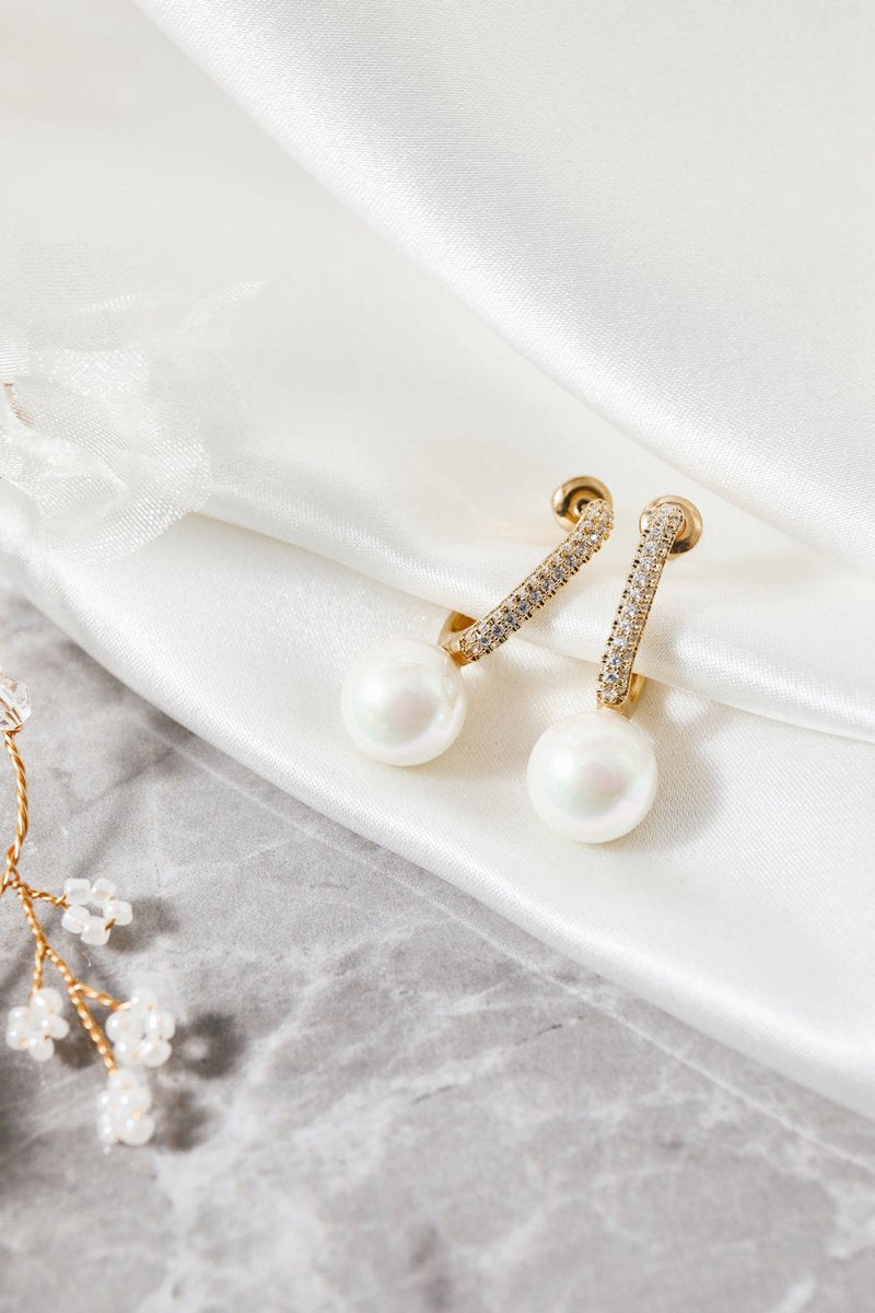 Pearl Beading Golden Earrings