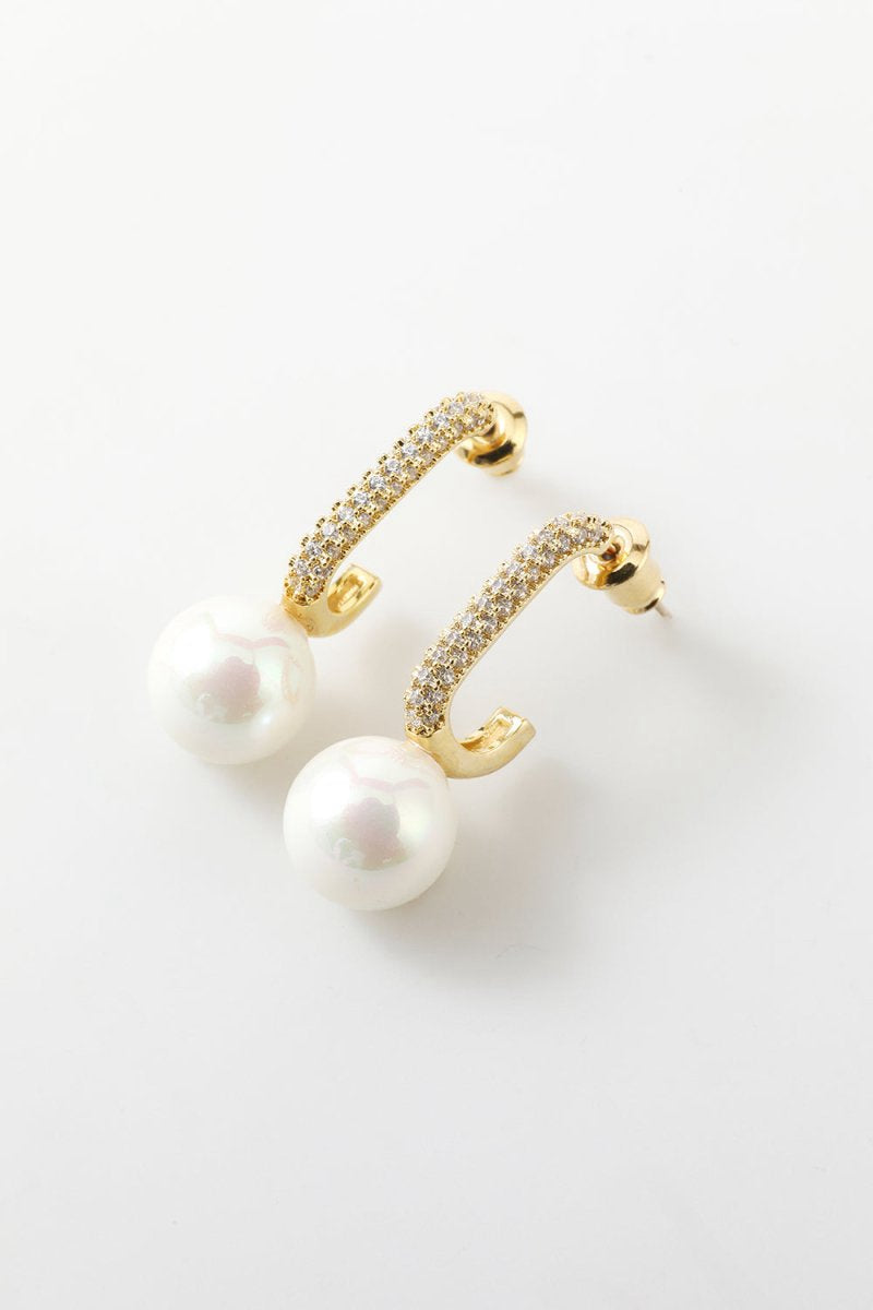 Pearl Beading Golden Earrings