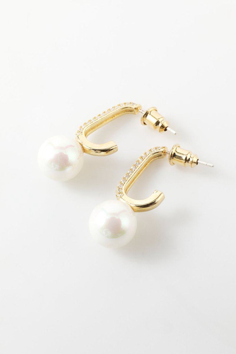 Pearl Beading Golden Earrings