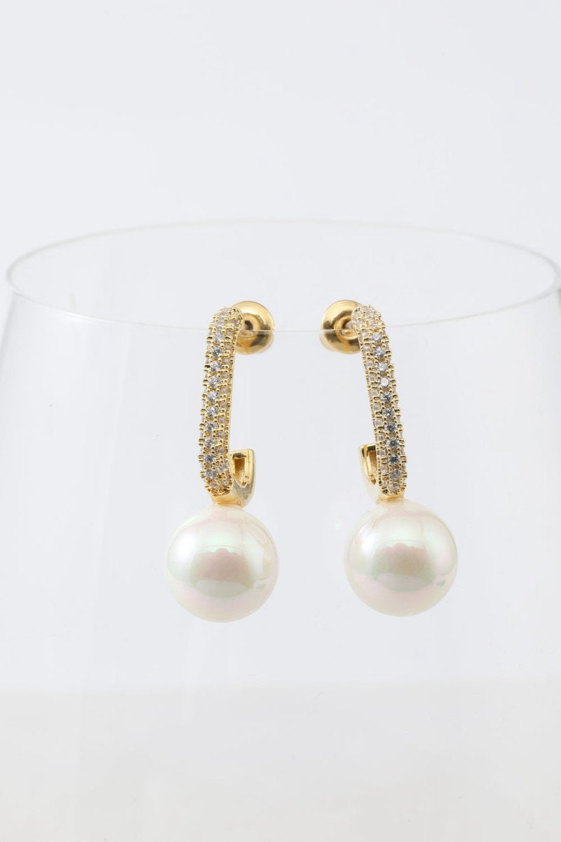 Pearl Beading Golden Earrings
