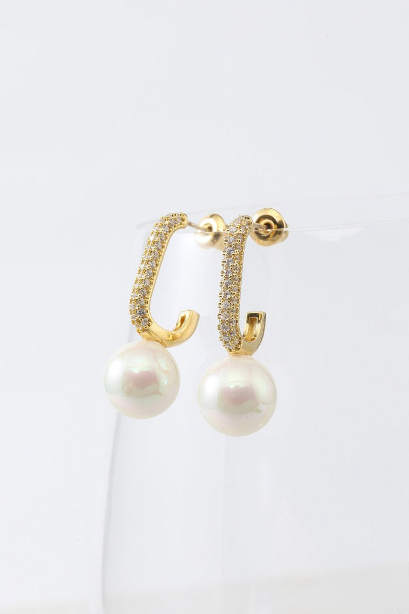 Pearl Beading Golden Earrings