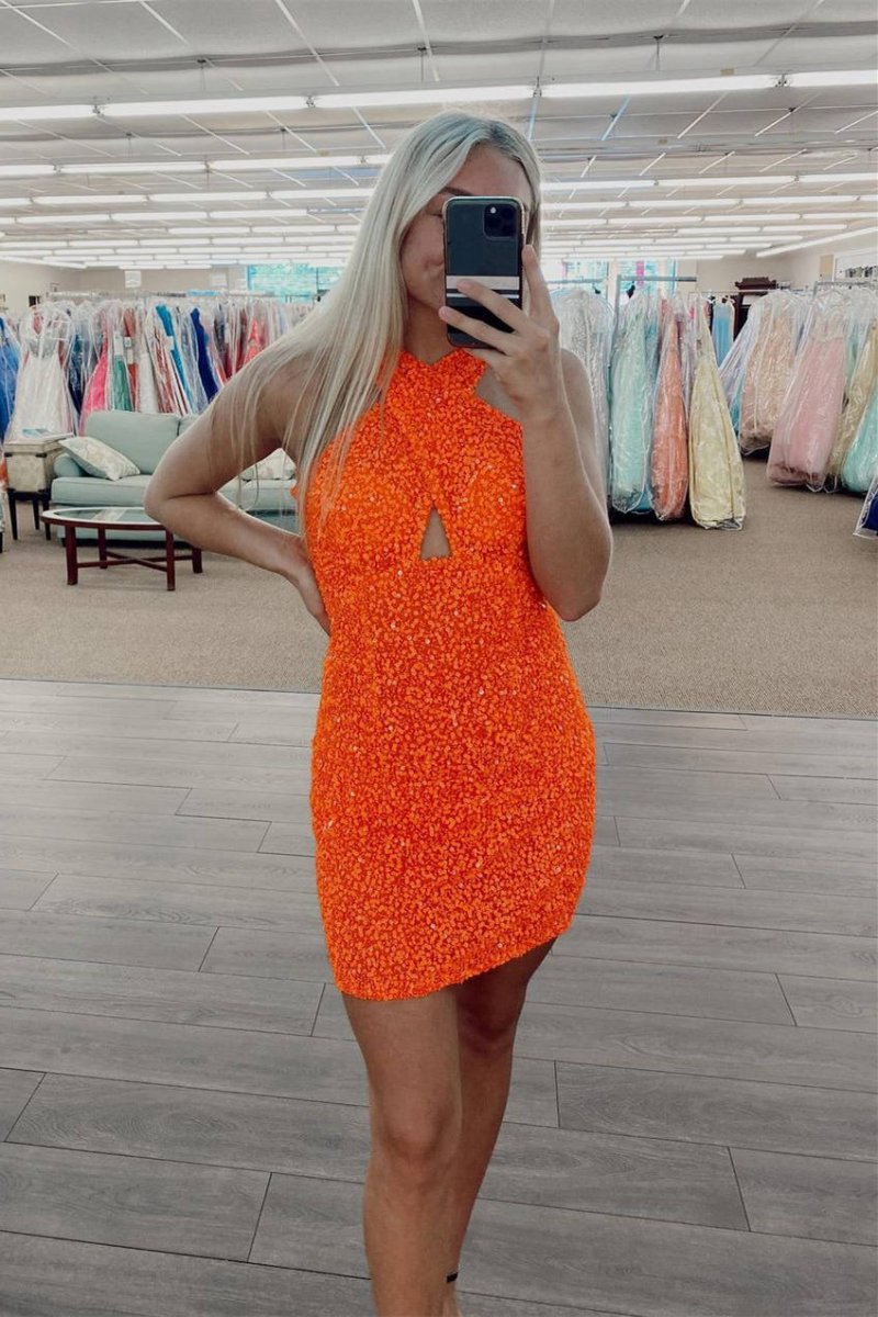 A-line Sheath Backless Sequins Homecoming Dresses
