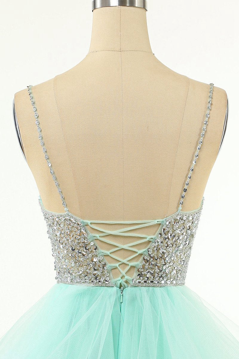A-line V Neck Tulle Homecoming Dresses