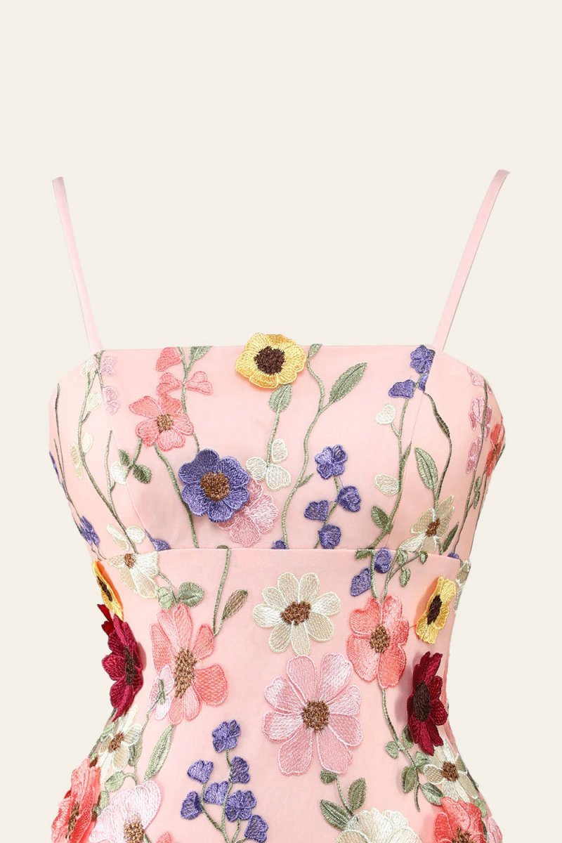 Sheath Spaghetti Straps 3D Flower Homecoming Dresses