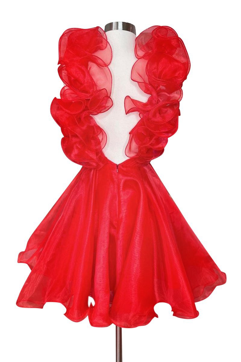 A-line Organza V Neck Homecoming Dresses