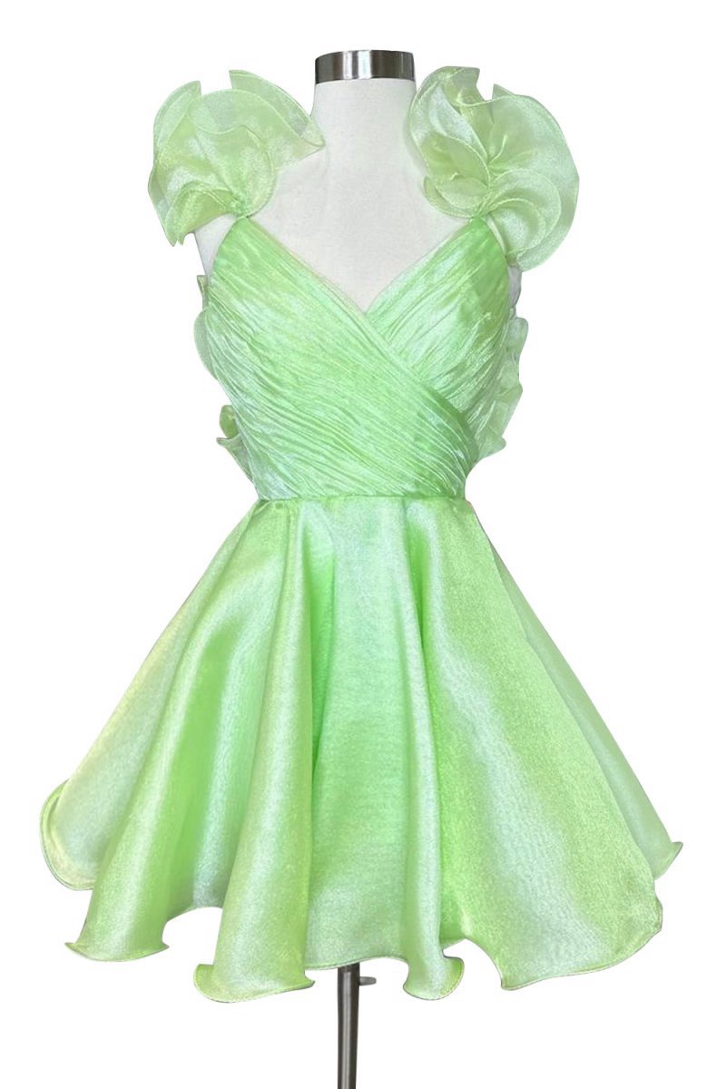 A-line Organza V Neck Homecoming Dresses