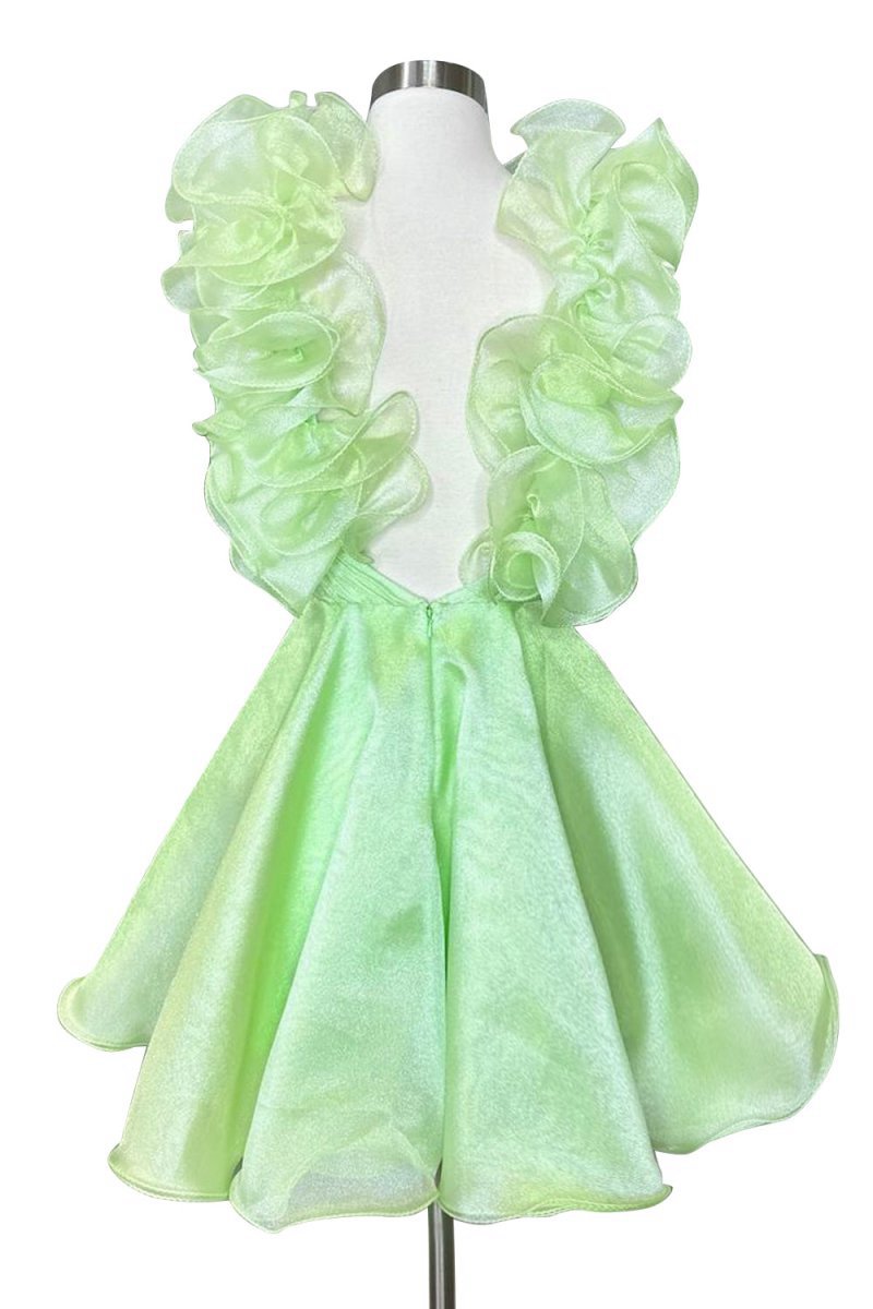A-line Organza V Neck Homecoming Dresses