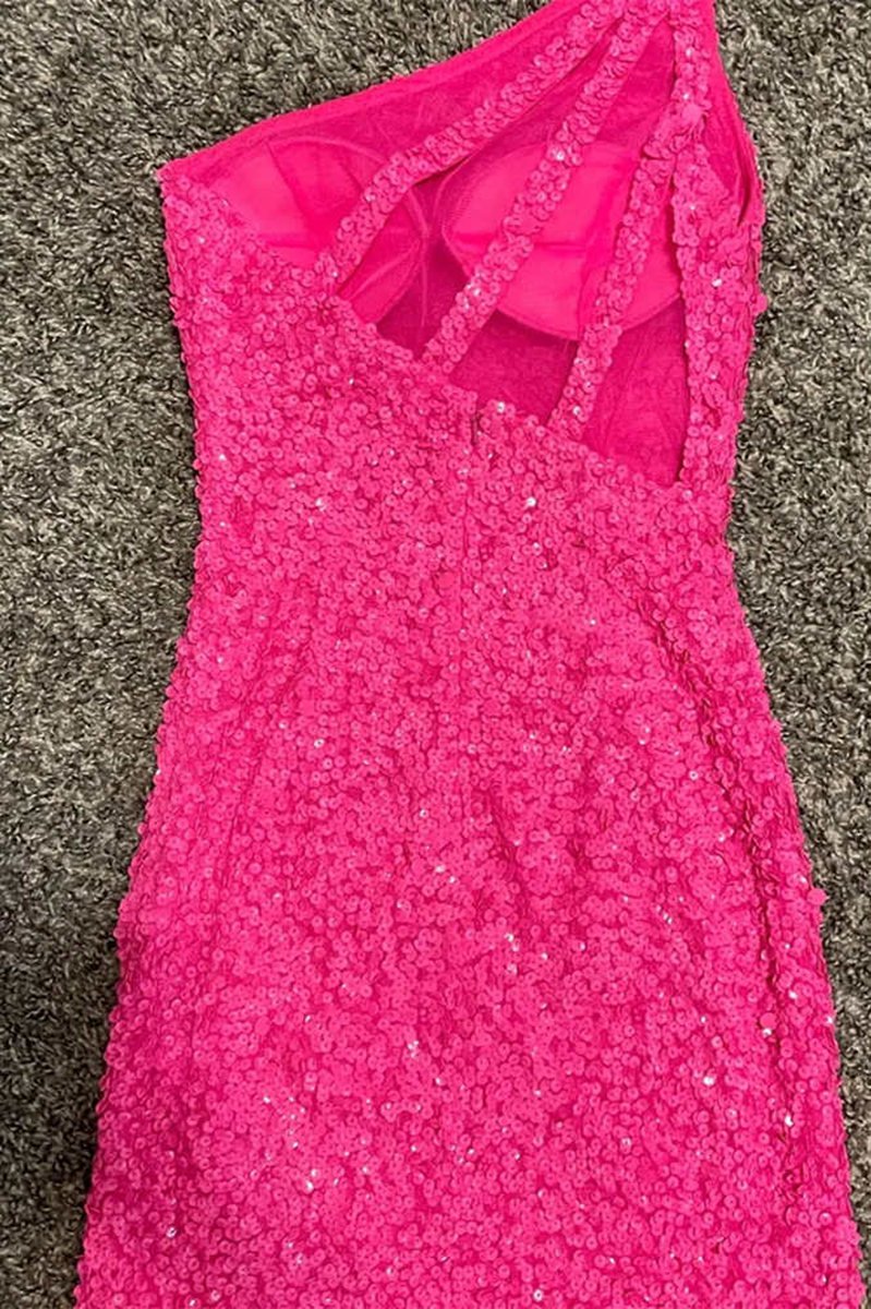 Sheath One Shoulder Sequins Homecoming Dresses