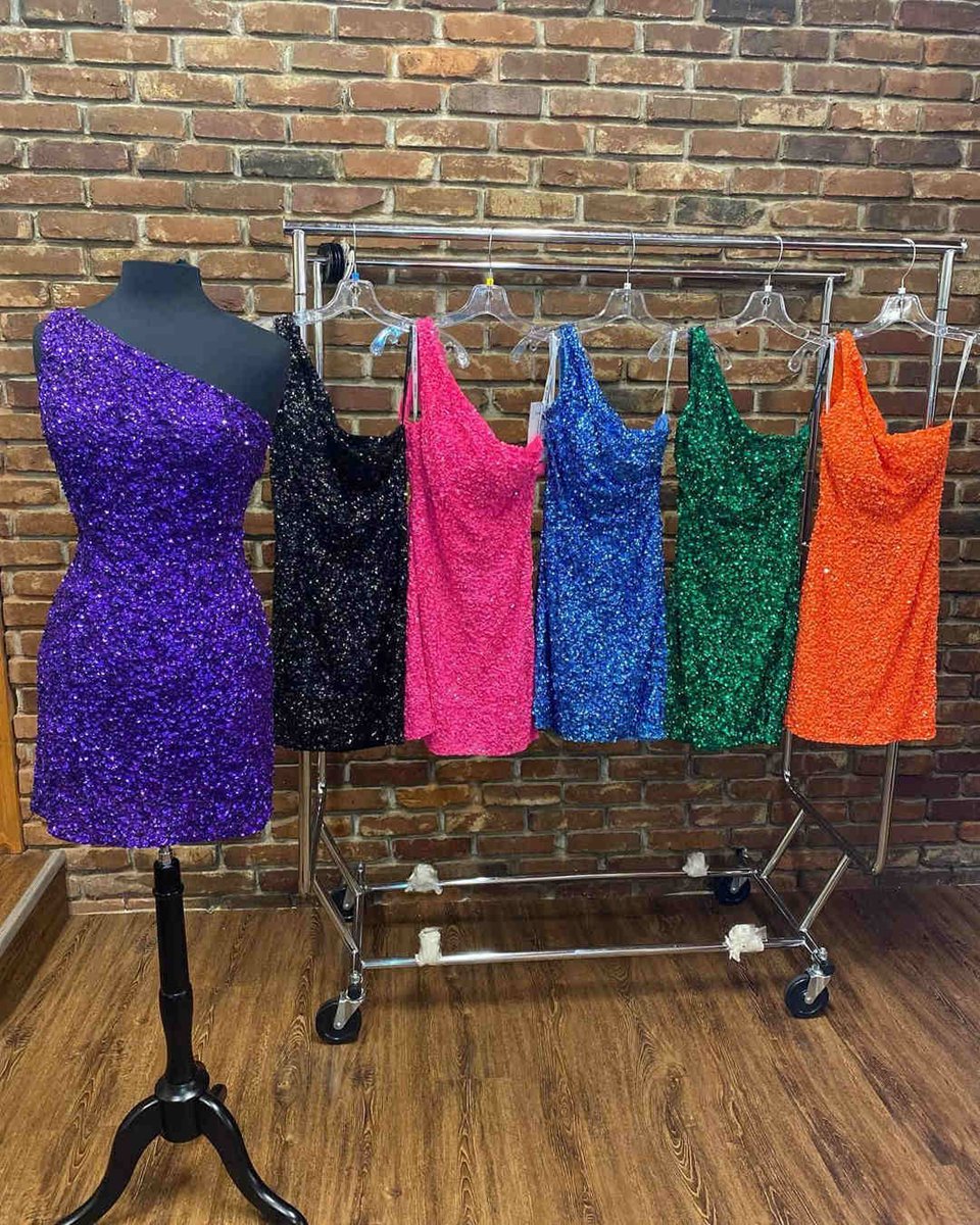 Sheath One Shoulder Sequins Homecoming Dresses