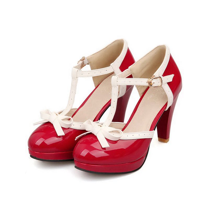 Retro Bow High Heel Shoes