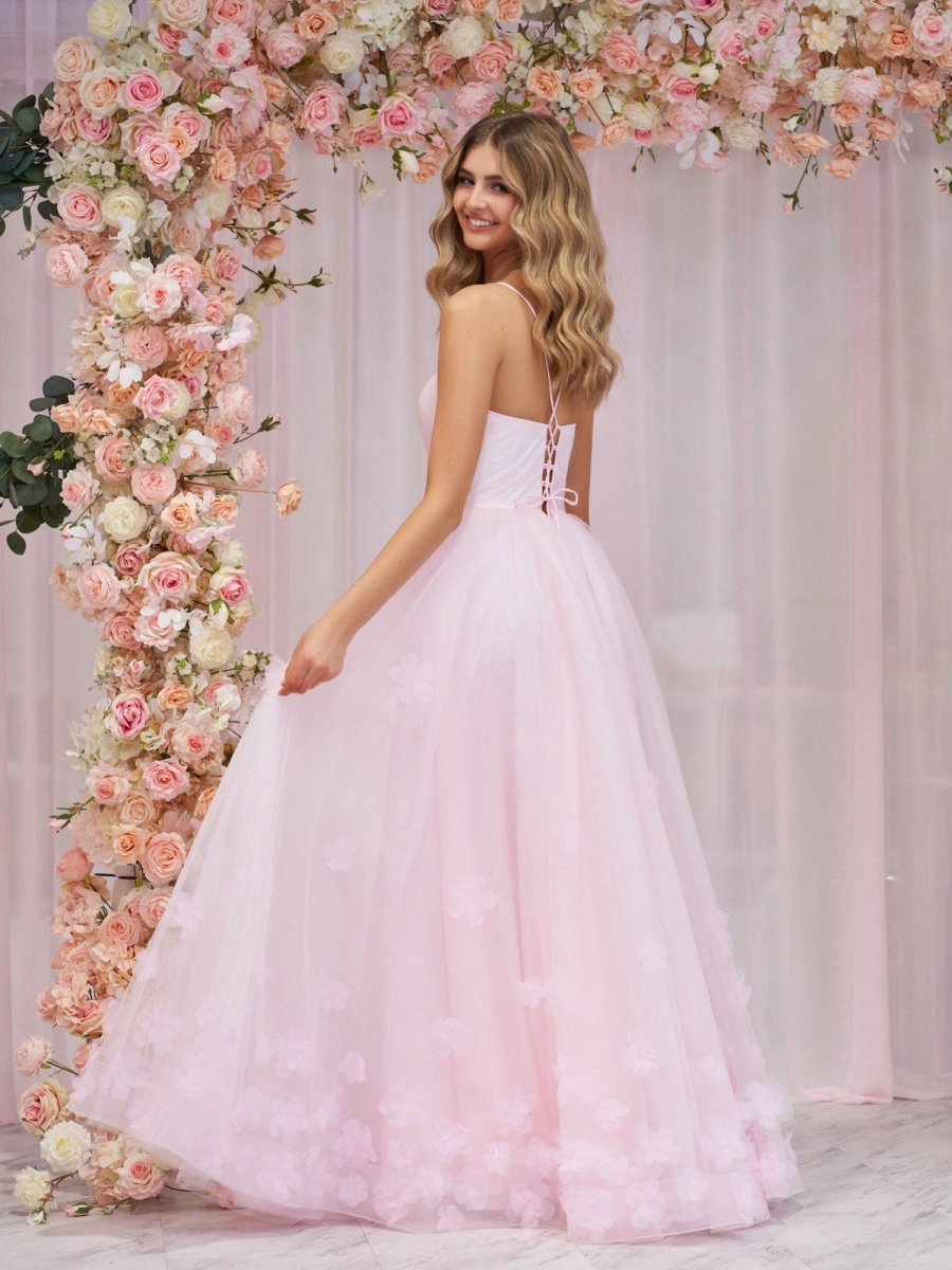 A-line Spaghetti Straps Tulle Prom Dresses