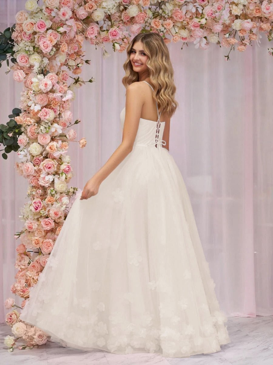 A-line Spaghetti Straps Tulle Prom Dresses