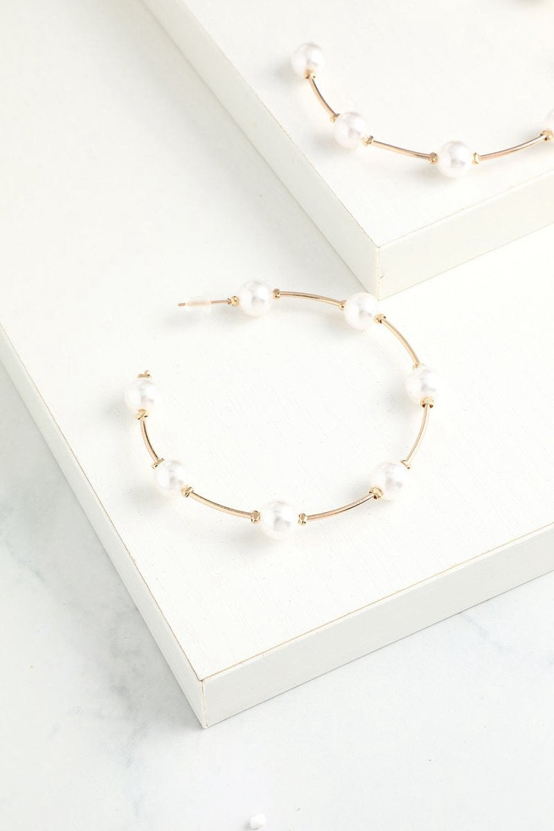 White Pearl Circle Earrings