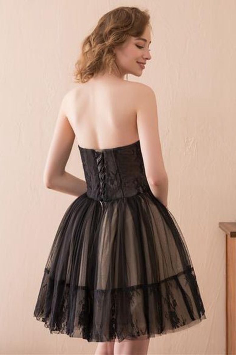 A-line Strapless Tulle Homecoming Dresses