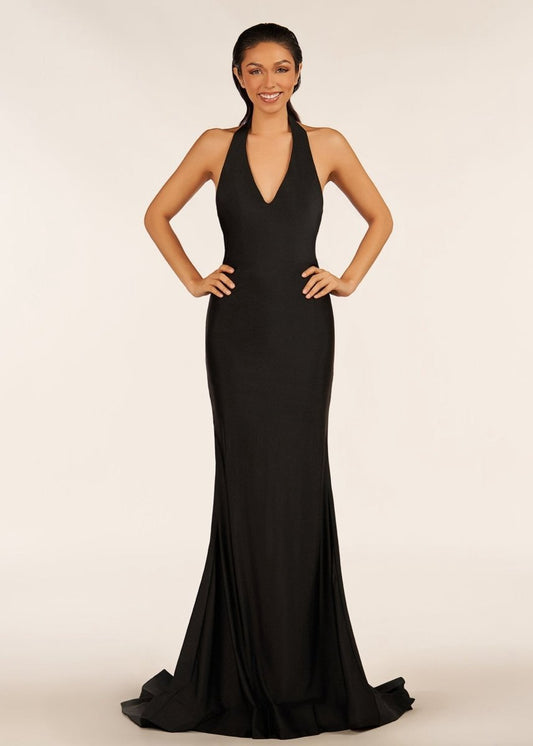 Simple Halter Backless Mermaid Long Prom Dresses