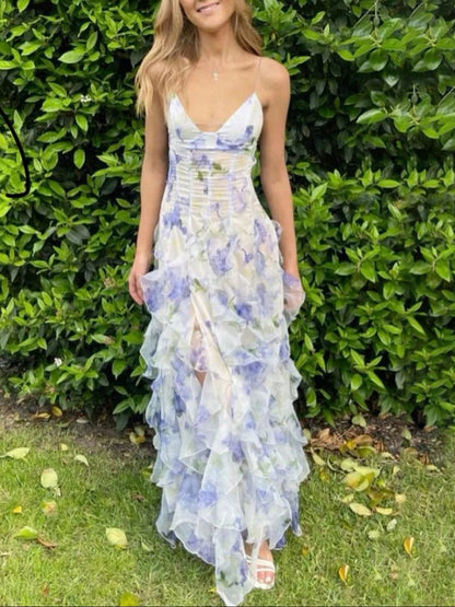 A-line Chiffon Spaghetti Strap Prom Dresses