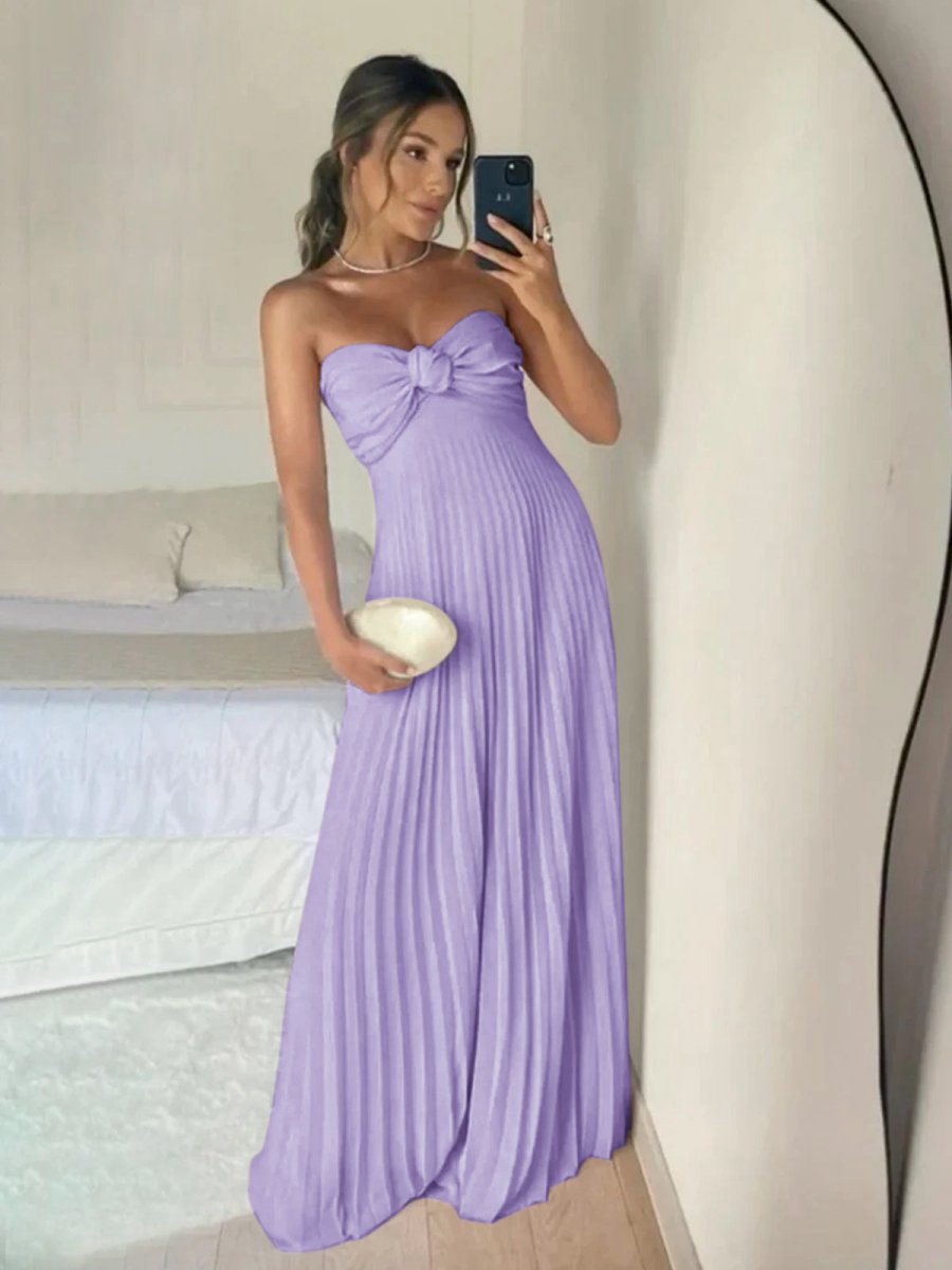 A-line Strapless Chiffon Long Prom Dresses