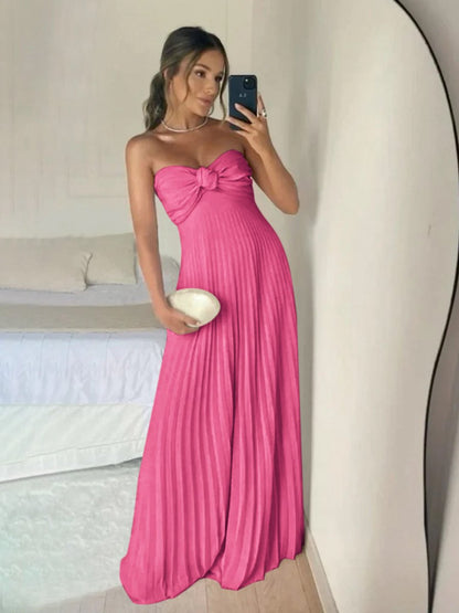A-line Strapless Chiffon Long Prom Dresses