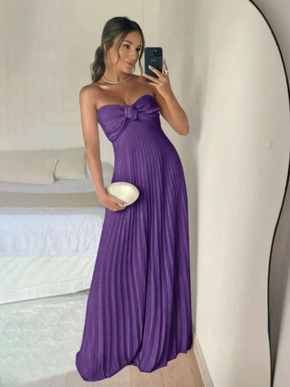 A-line Strapless Chiffon Long Prom Dresses