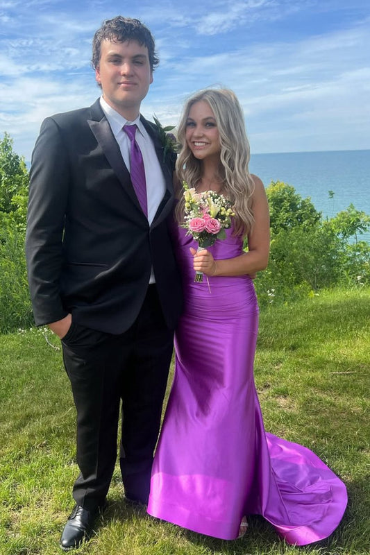 Mermaid V-Neck Jersey Formal Dresses with Lace-Up Back